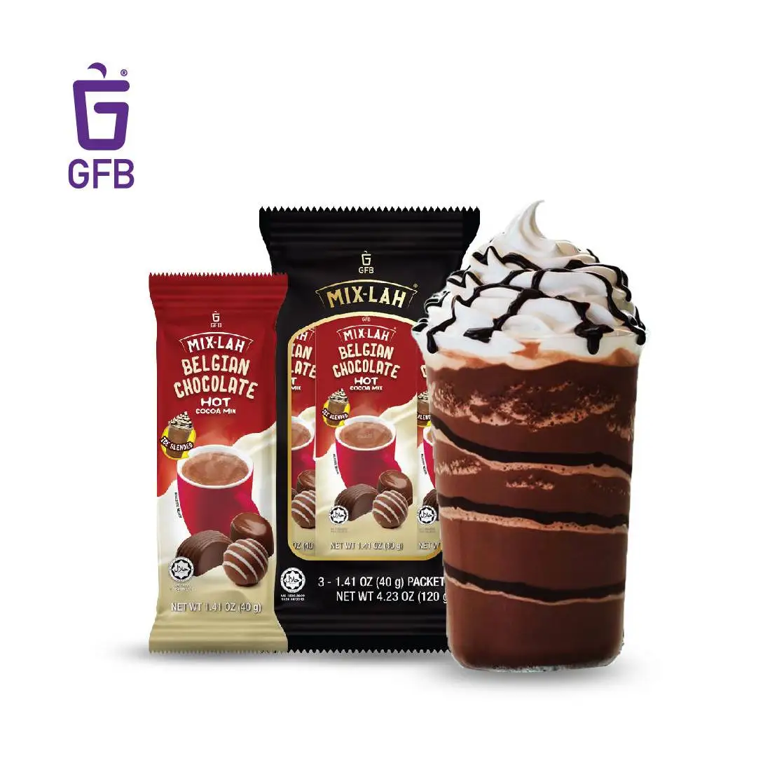 Hot Deals Cheapest Export Wholesale Price Instant Sachet Drink Premium Sweet Belgian Hot Chocolate  3-in-1 Mix 40g