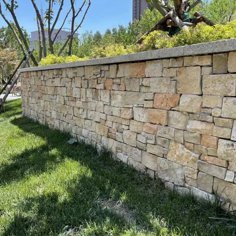 Outoodr Decorative Split Tumble Beige Travertine Culture Stacked Slate Stone For Outside Wall Cladding
