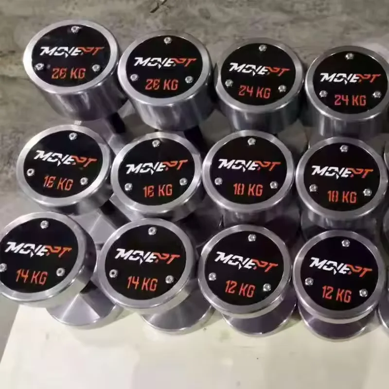 Round Head Fixed Dumbbells 1-100kg Fitness Weight Lifting Chromed Stainless Steel Dumbbell