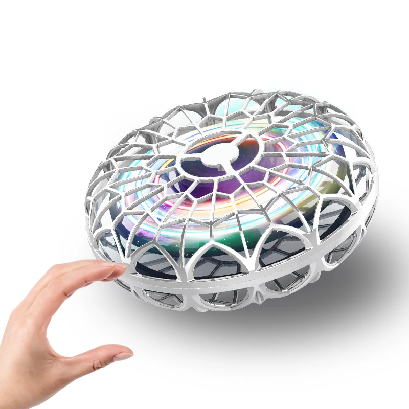UFO Drone Fidget Flying Spinner for Adult Kids Hand Operated Drones Small Sensor Flying Toy with Rotating LED Lights
