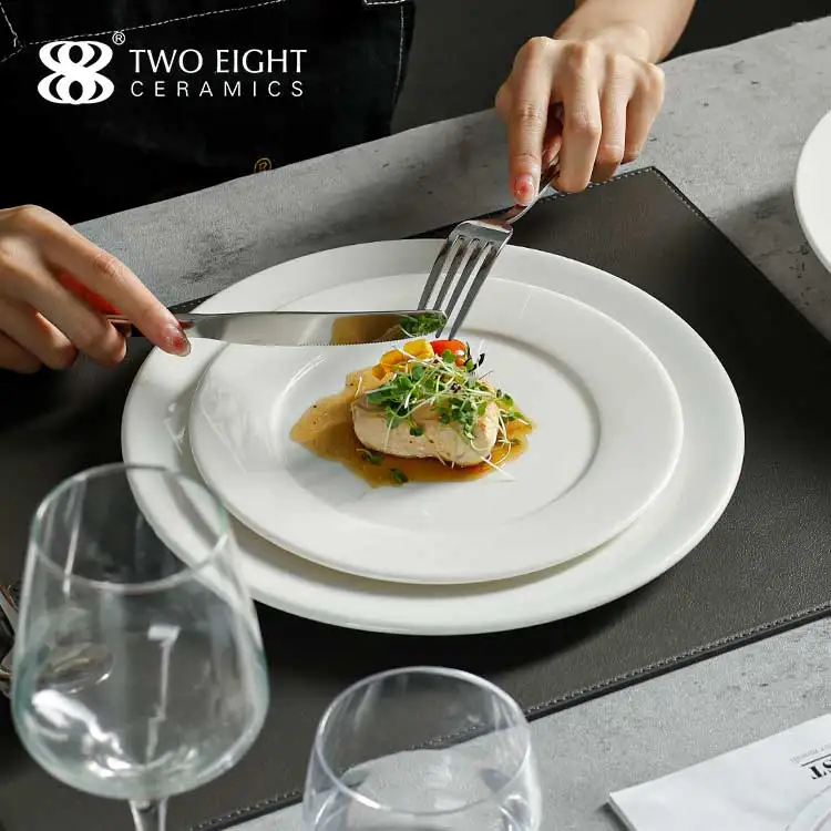 Wholesale Cheap Hotel Ceramic Plate For Restaurant Porcelain Dinner Plate Dishes Set China Ceramic Dinnerware Plate Set