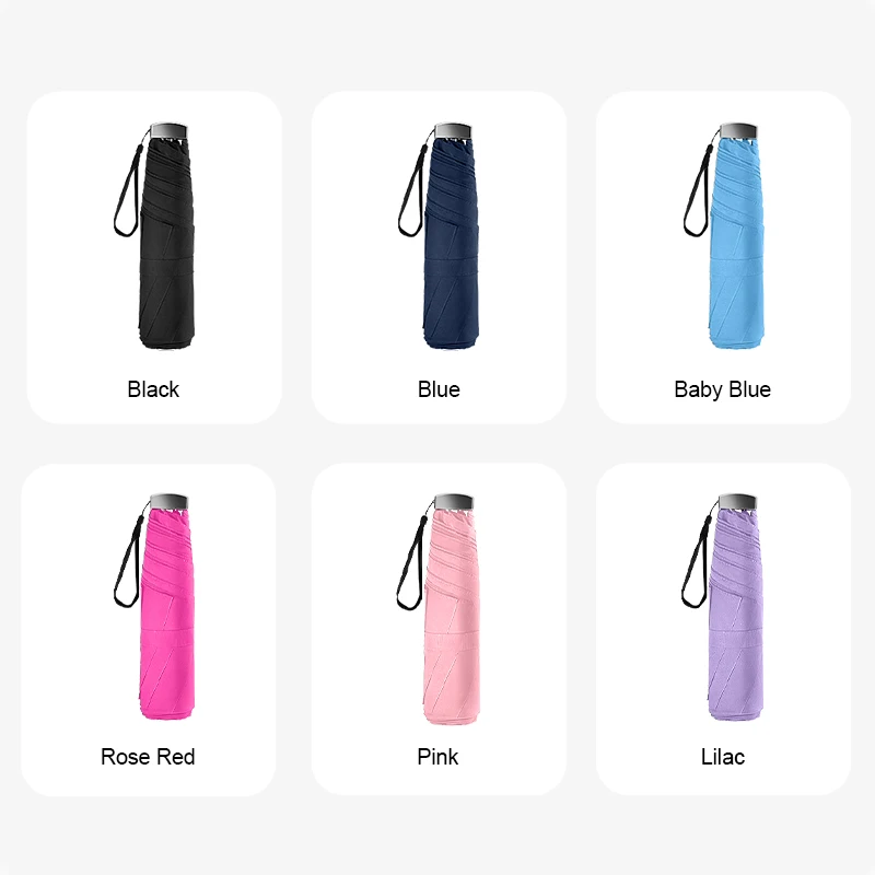 19 Inches Travel Compact Custom Printing Super Light Pocket Sun and Rain Flat Shape 3 Folding Umbrella