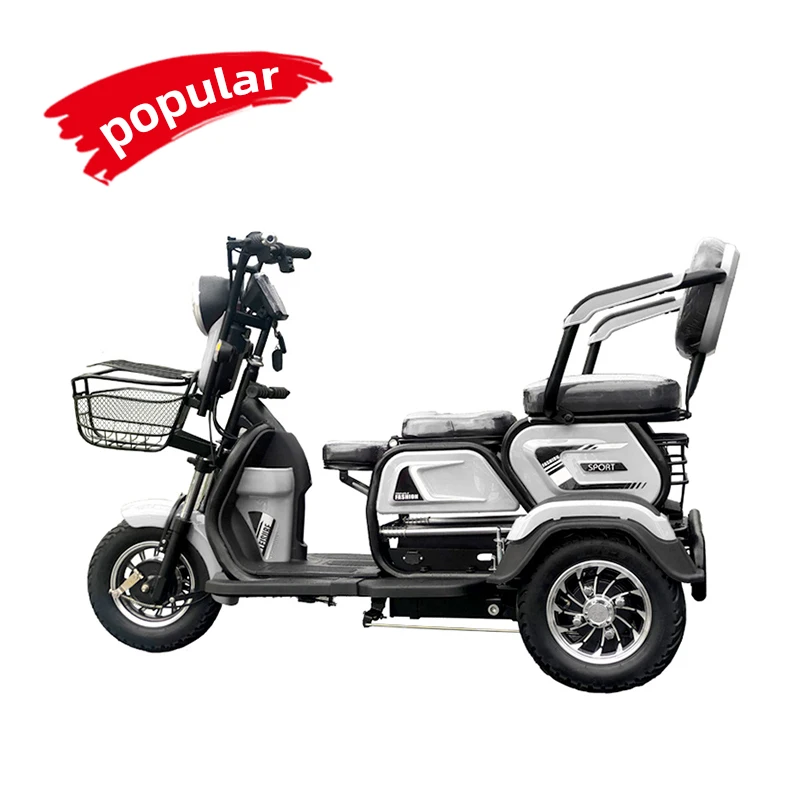 2023 500W Adult Tricycle Electric  With Passenger Seat 3 Wheels And 3 Seats Excellent Appearance Electric Tricycle Bicycle