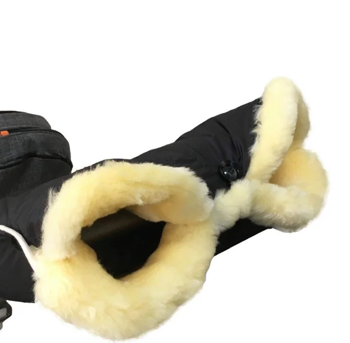 China Factory Stroller Accessories Sheepskin Warm Muff Winter Windproof  Pram HandMuff Lambskin Wool Warm Muff for parents