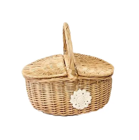 Free sample Hand made wire rattan basket wicker basket storage baskets for picnic