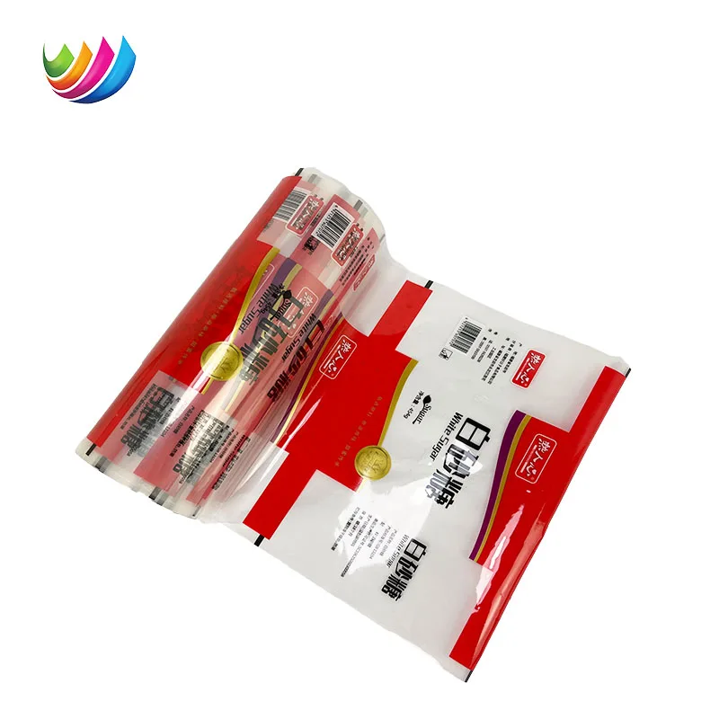 OEM Supplier 250g/500g/1kg Glossy Print Nylon White Sugar Packaging Roll Film for Icumsa 45 Food Bag