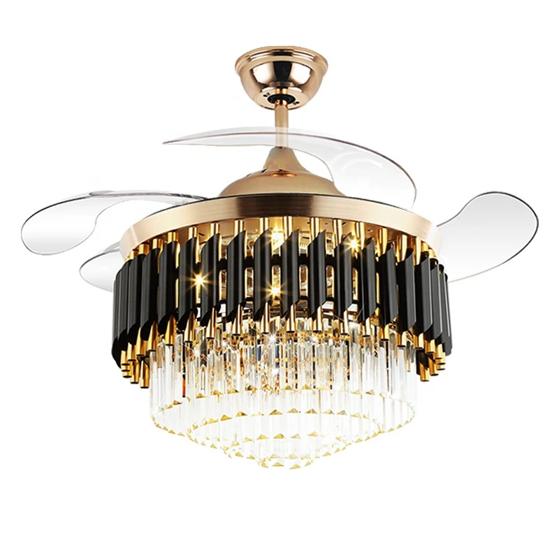 Потолочный вентилятор с дистанционным управлением, люстра с динамиком и хрустальным вентилятором, 42 дюйма, 3 цвета