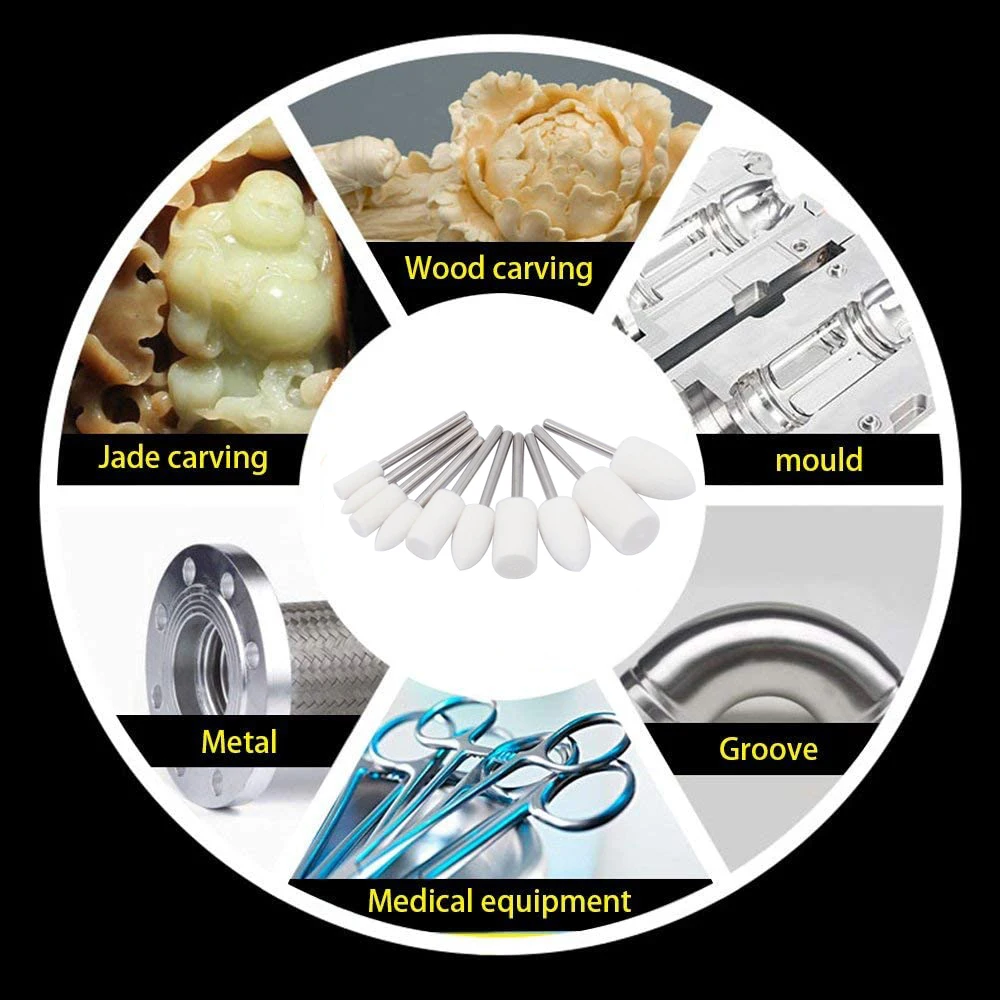 Mounted Mandrel Grinding Bits Accessories Attachment Cotton Buffing Wheels SATC Wool Felt Abrasive Disc High Quality Wool, Metal