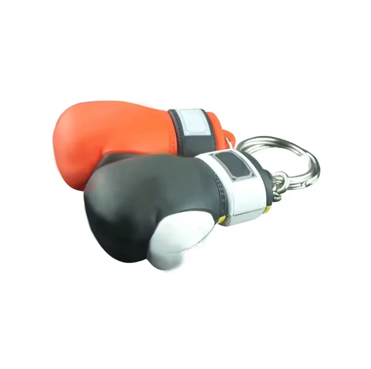Promotional  Custom Color Pu Leather Key Rings Mini Boxing Glove Circle Shaped  Key chain