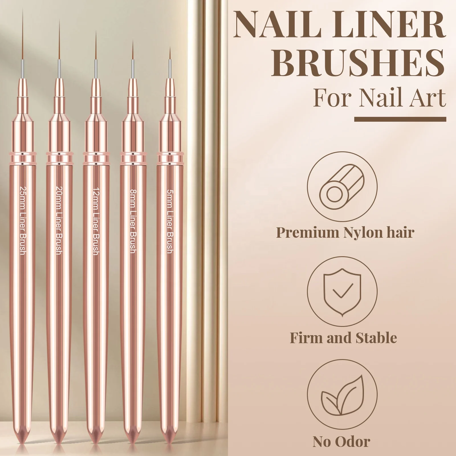 5/8/12/20/25mm nail art liner brushes set elongated lines drawing uv gel painting nail design pen professional manicure tool