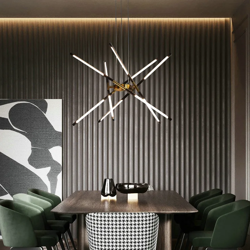 Post modern Hotel Home Kitchen golden chandeliers creative acrylic led pendant lights