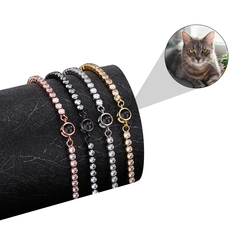 Moissanite Tennis Bracelet Memory Jewelry Couple Lovers Custom Photo Projection Bracelet Dropshipping Shopify