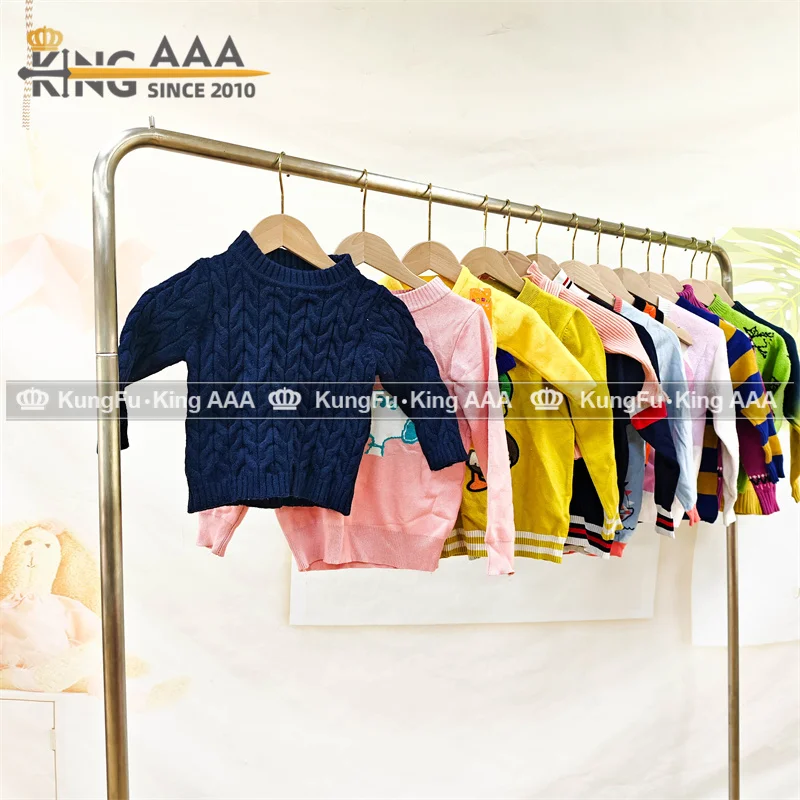 Wholesale kids Used Clothes Winter Children Warm Knit Thick Pullover Baby Jumper Kids Long Sleeve Sweater Second Hand Clothes