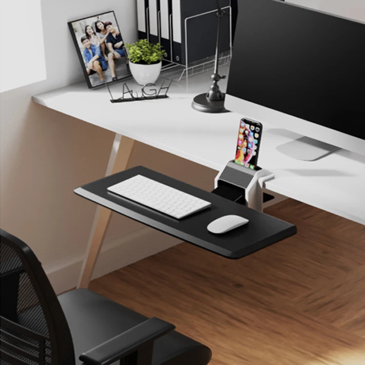 Office furniture adjustable ergonomic sliding computer under-desk keyboard tray