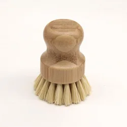 Natural Kitchen Dish Pot washing brush Beech wood and Bamboo Round Sisal Bristle Pot Brush Dish cleaning Brush