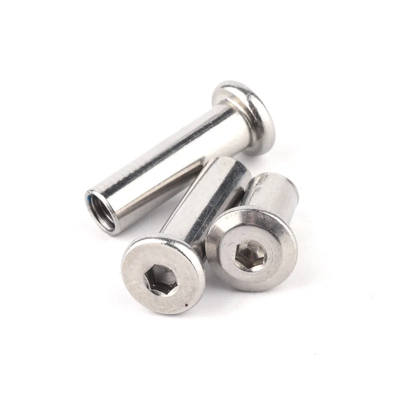 Factory direct Wholesale binding chicago screw flat round double head male and female semi-tubular step Knurled rivets