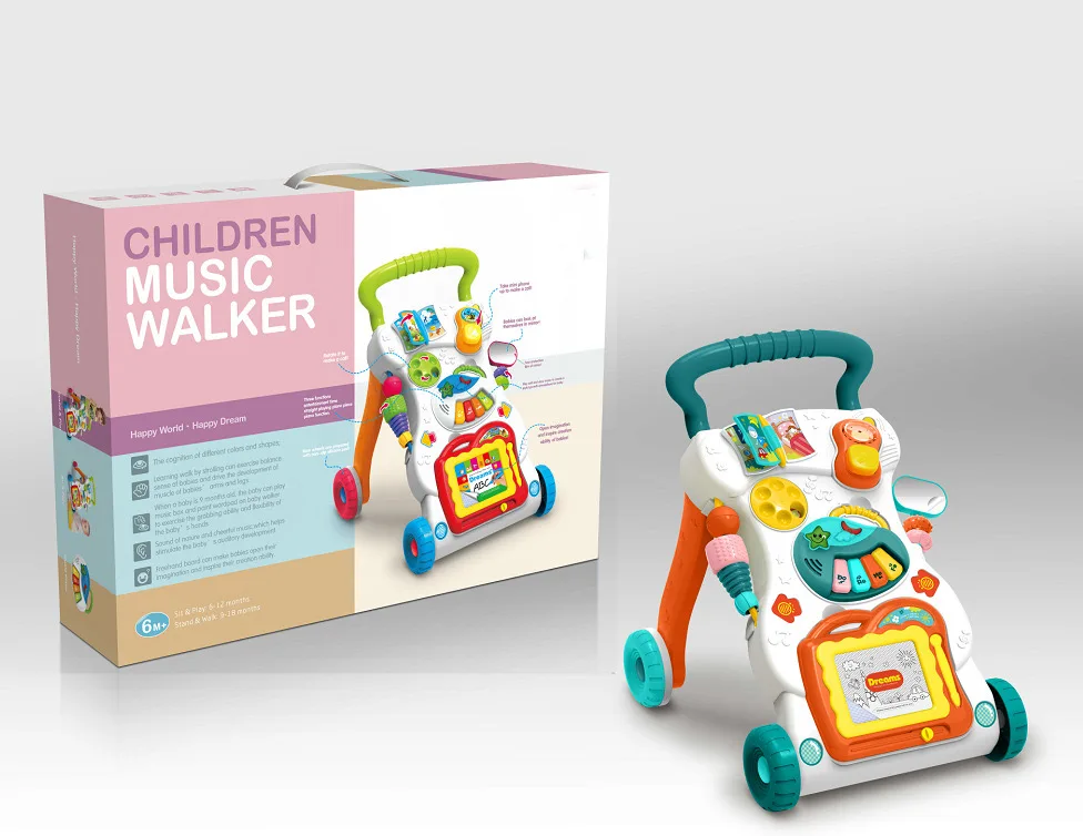 Baby Sit-to-Stand Learning Walker musical standing toys baby first step Activity Fitness Trolley toys