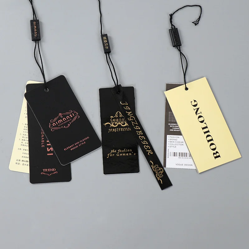 Bulk Sale Custom Printing Package Label Logo Tag Clothing Garment Hangtag Clothes Paper Hang Tag