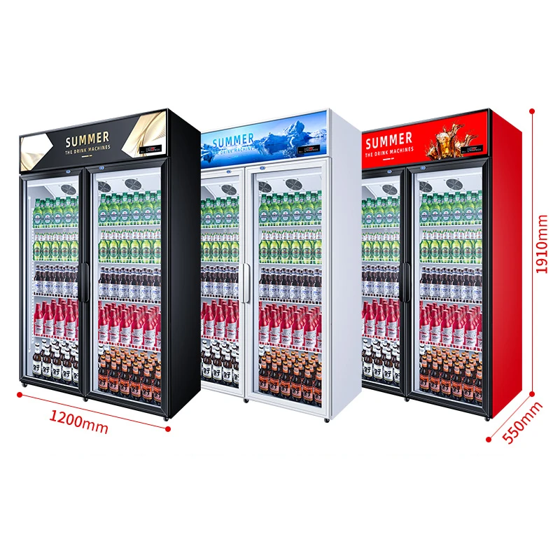 Commercial Frost-Free Vertical Large-Capacity Fruit Preservation Beverage Refrigerated Single and Double Door Display Cabinet
