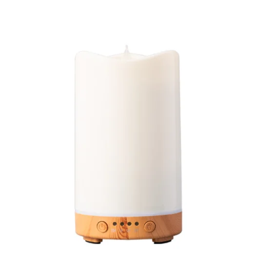 Mini Candle Fire Oils Aromatherapy Diffuser,130ml Mini Wood Grain Candle Cool Mist Water Humidifier