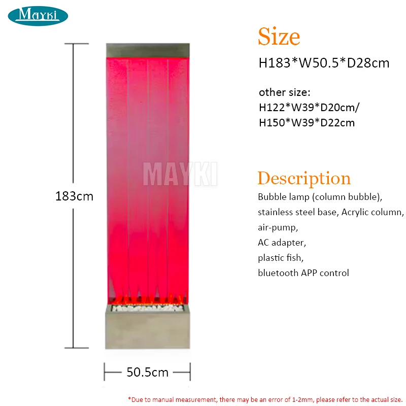 Color Changing Home Water Fountain Sensory Lights Panel Bubble Tube Interactive Sensory Room Aquarium Bubble Tube