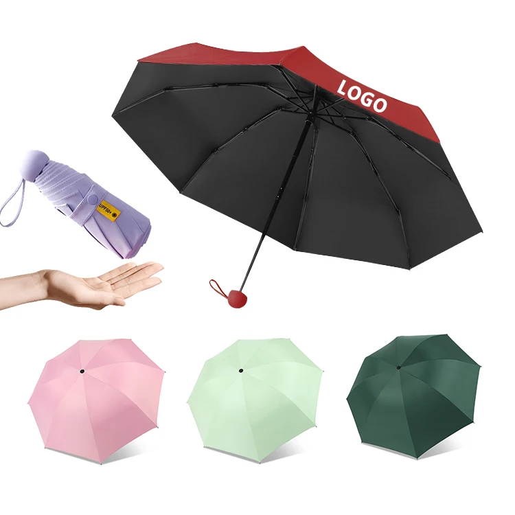 Custom 5 Fold Rainy Day Mini Uv Lightweight Compact Pocket Small Capsule Umbrella With Telescopic Shaft