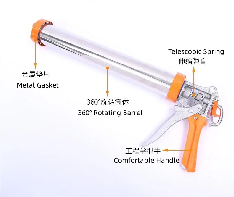 2023 Deheman Industrial 590ML Glass Ware Installation Sealant Glue Gun Soft Glue Gun