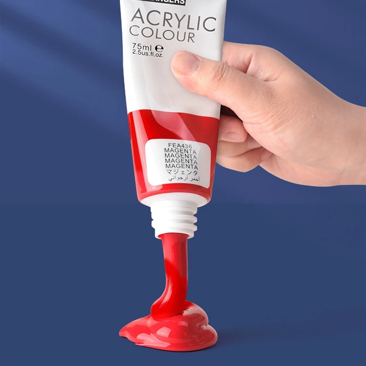 Factory Customized non toxic Professional 6 Colors 75ml tube for Artist Kids Art Painting for rock painting kit Acrylic Paint