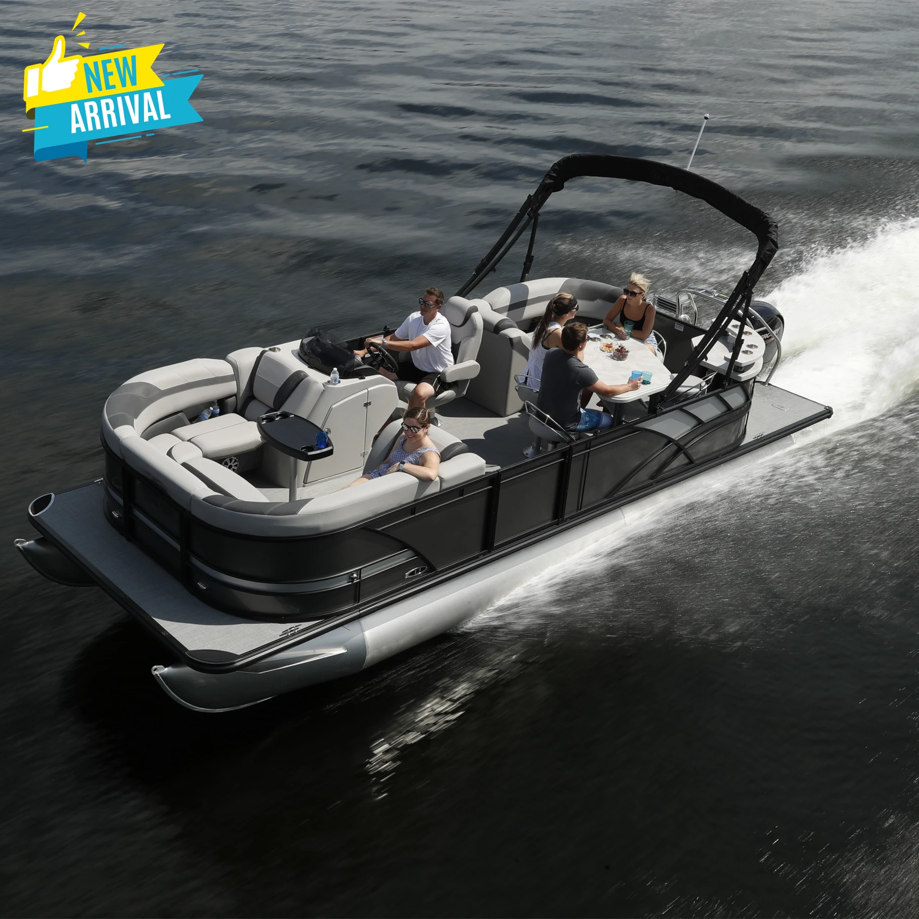 2023 Ecocampor Unique Design 24FT China Factory Aluminum Welded Pontoon Boat for Sale