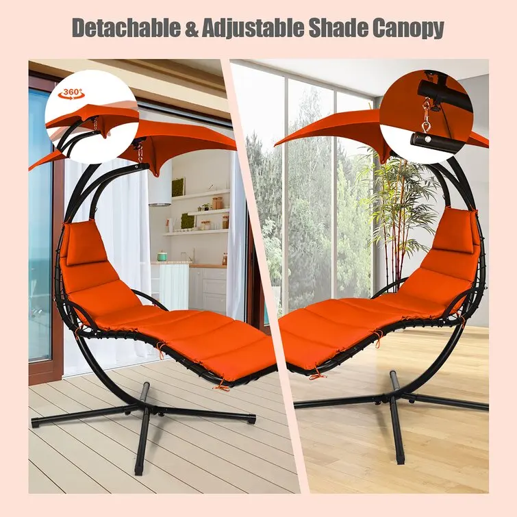 Hot Sell Hanging Curved Chaise Lounger Chair Garden Furniture Outdoor Cradle Patio Swing Chair