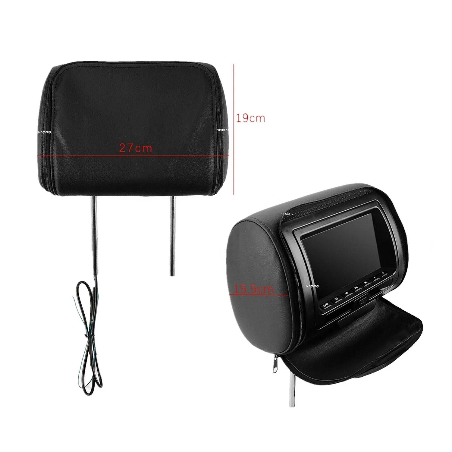 New Model Leather Automobile 7Inch Car Headrest Lcd Monitor With DVD SD USB Wireless Game