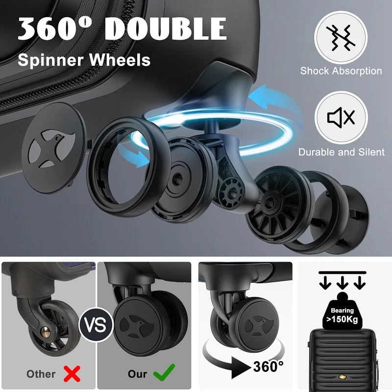 Factory wholesale PC unisex carry-on large capacity luggage with wheels travel suitcase 3 piece trolley luggage set