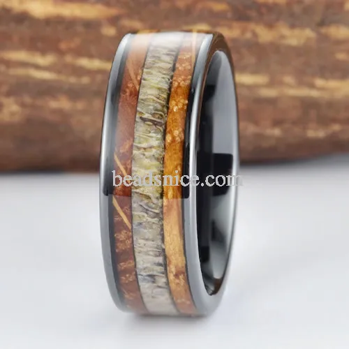 Antler Black Ceramic Wedding Band Custom Barrel Wood Rings By Pristine