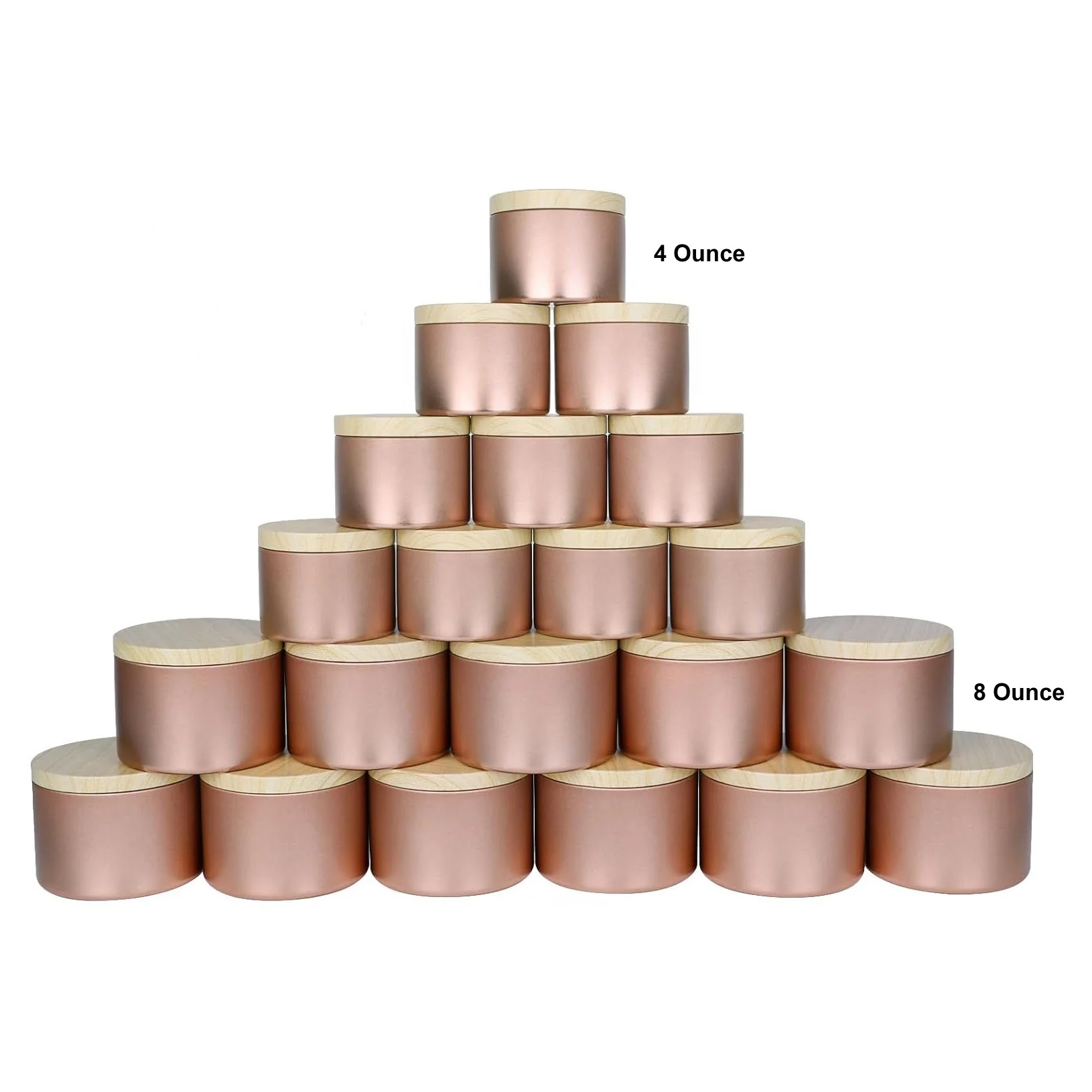 Premium Rose Gold Empty Round Jewelry Crafts Storage Gift Metal Box 4 Ounce 8 Ounce Candle Tin Can with Lid