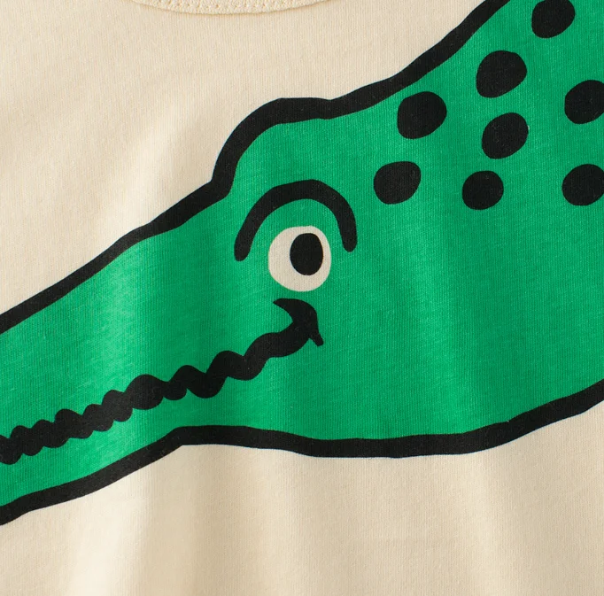 Hot New Unisex Casual Summer Tops Small Cartoon Dinosaur Design Short Sleeve round Neck T-Shirt & Coat for Boys Baby Shirts Tops