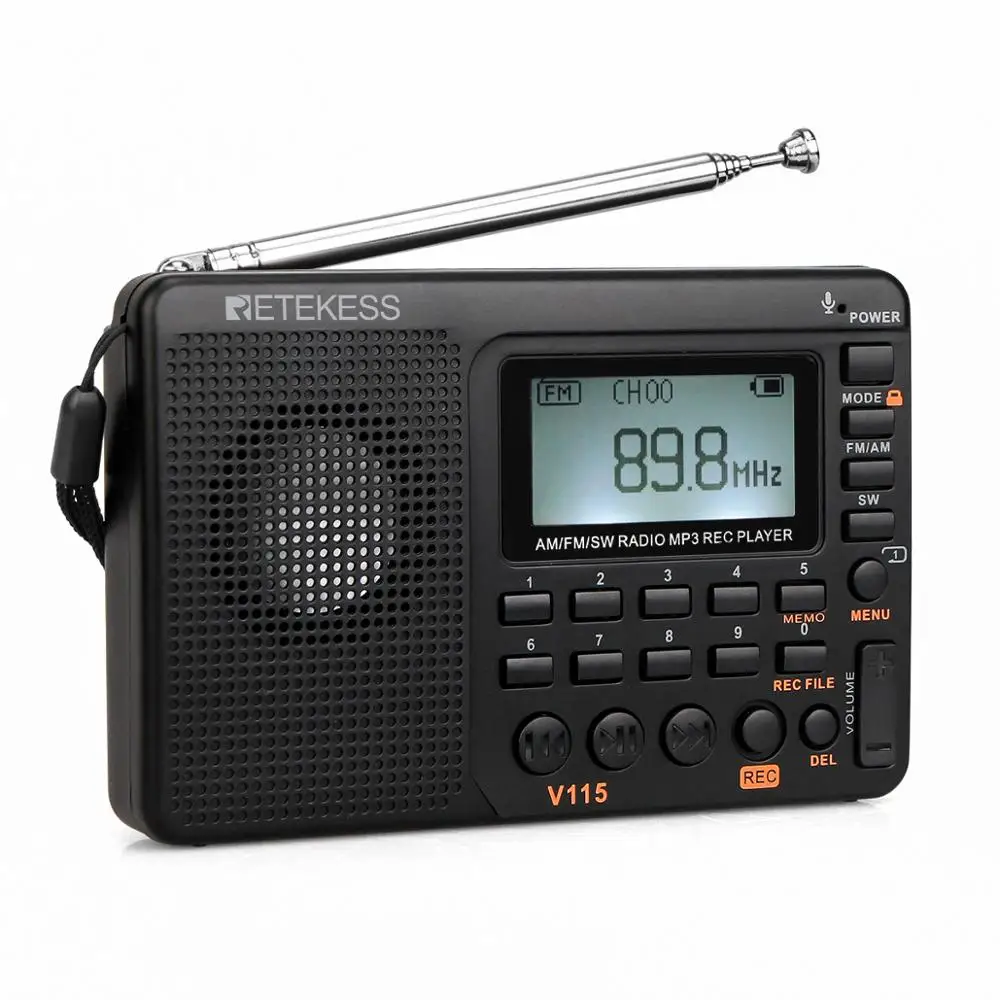 Английский испанский FM AM SW MP3 плеер 1000 мАч батарея am fm Портативные радиостанции Retekess