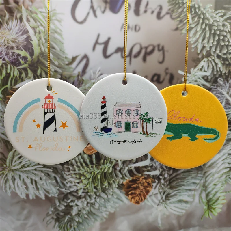 1 Round Christmas Ceramic Ornament Blanks Star Ball Shape Acrylic Aluminum Ceramic Ornaments for Sublimation Ceramic Ornament