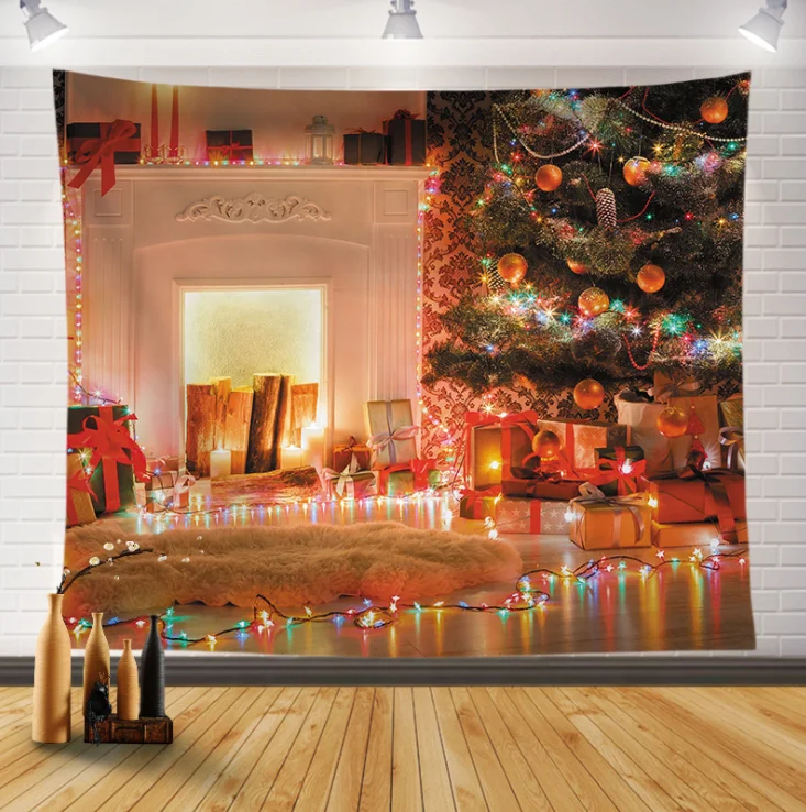 Hot Selling 3d Christmas Tree Sock Tapestry Wall Decor Xmas Wall Hanging Christmas Tapestry