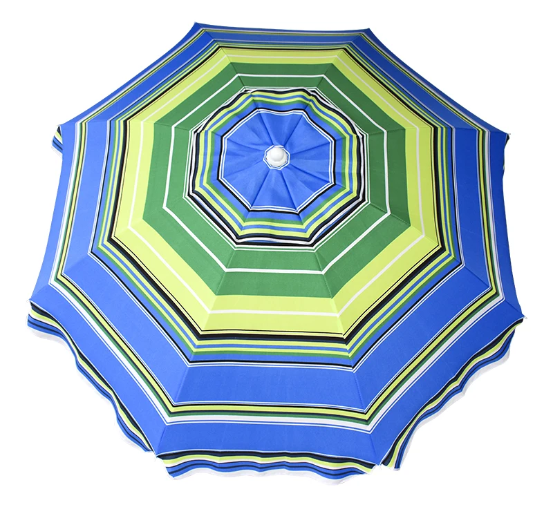 Factory Price Customized Striped Design Printed Double Layer Folding Fishing Outdoor Sun Beach Tent Umbrella