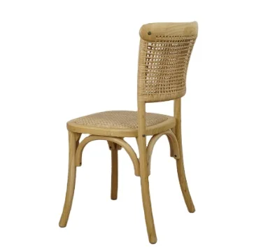 Antique Outdoor Rattan Dining Chair Solid Wood Chair Frame Rattan Wedding Chair Home Furniture Stackable Farmhouse Wooden 300pcs