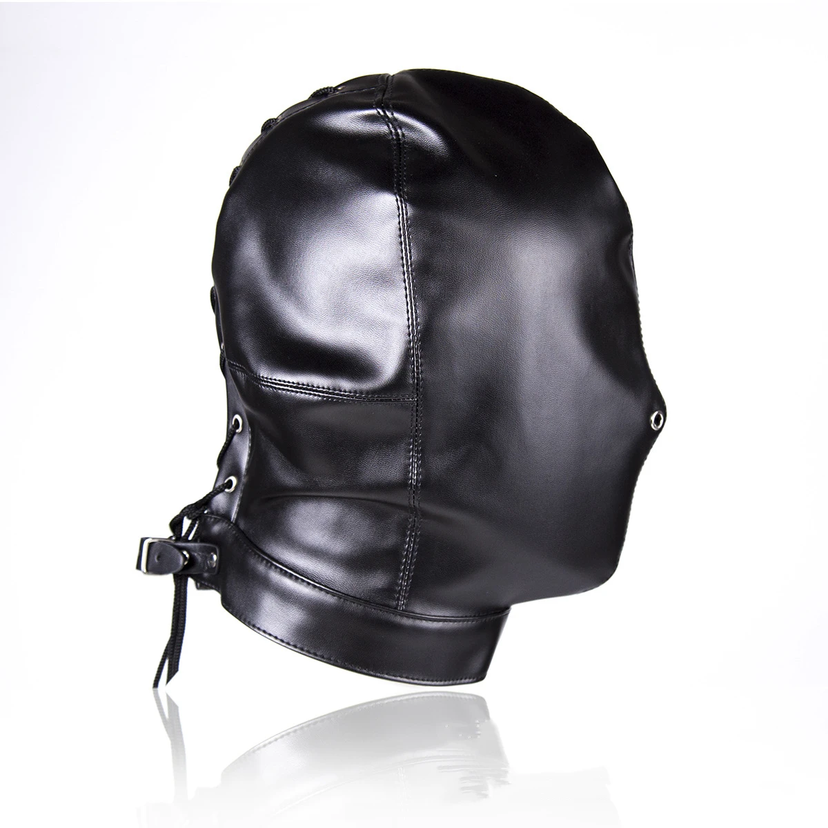 Ninghao Fetish Slave Black Full Face Leather Exotic Accessory for Leather Face Hood