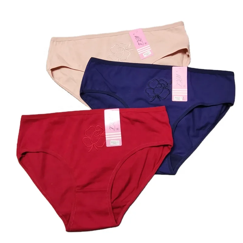 
YCH wholesale new embroidery elastic cotton underwear ladies briefs mature ladies underwear mature ladies panties 