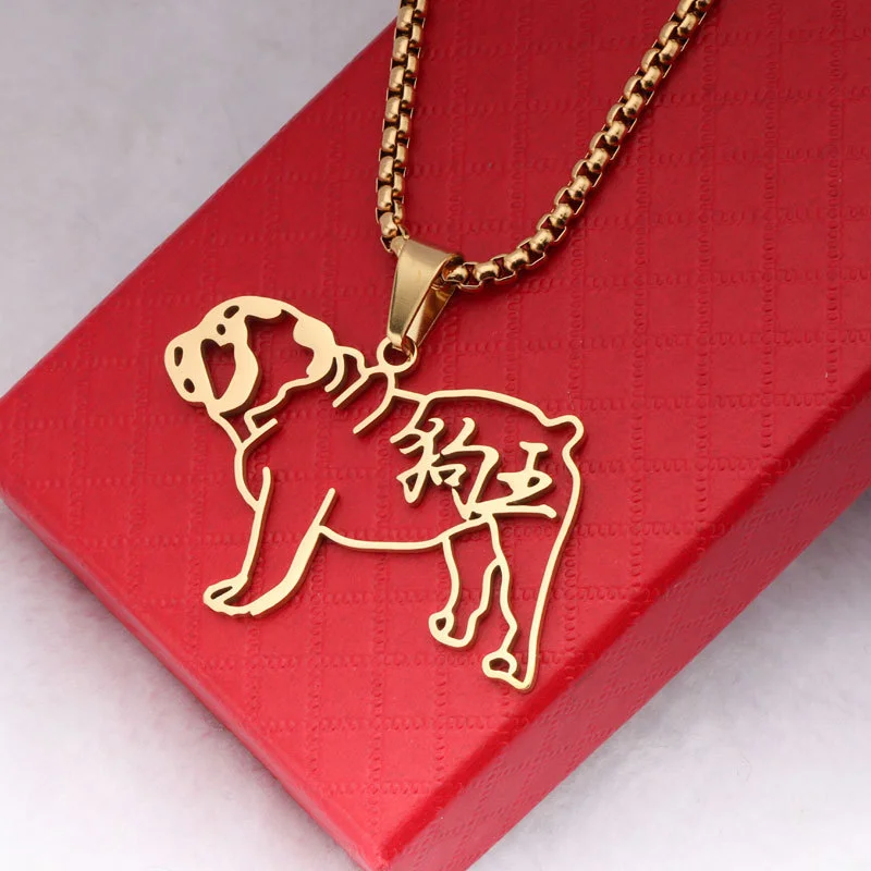 High Quality Pet Lover Dog Commemorative Gift Dog Shaped Gold Necklace Custom Name Personalized Chain Necklace