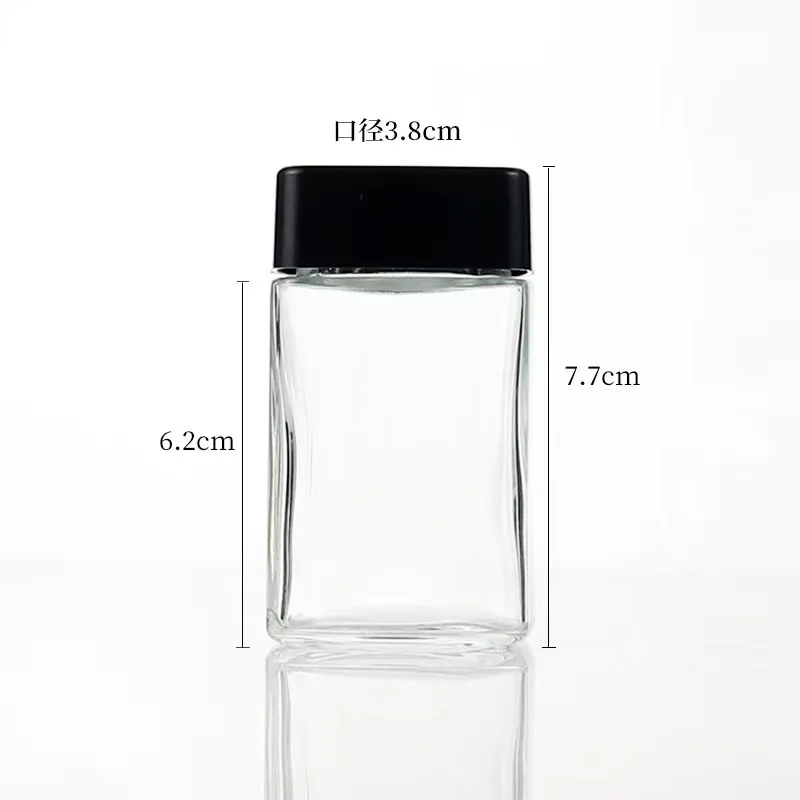 Wholesale Transparent Empty 100 ml Storage Glass Jar 3.5 oz Square Glass Container Jar With Child Resistant Lid