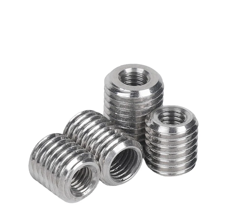 Factory direct 304 stainless steel inner and outer teeth nuts screw thread sheath threaded bushing M4*M8*10L