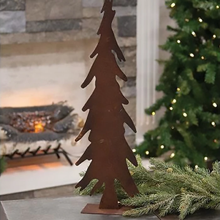 Outdoor Backyard Metal Decoration Lawn Statues Sculptures Garden Christmas Tree Ornaments Corten Steel Art Decor