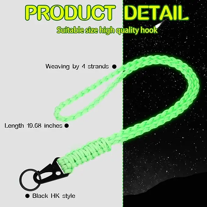 Heavy Duty Paracord Lanyard Whistles Strap Braided 550 Keychain Lanyard for Outdoor Activities