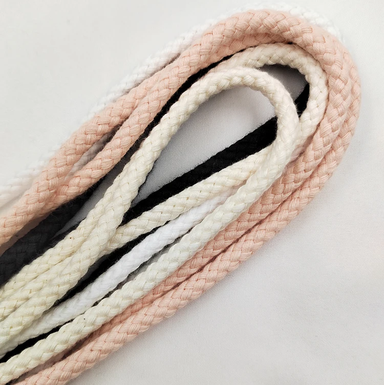 Custom Woven Braided Cotton Cord round Drawcord for Hoodie Strings Metal Metallic Finish Glitter Pattern for Bags Shoelaces