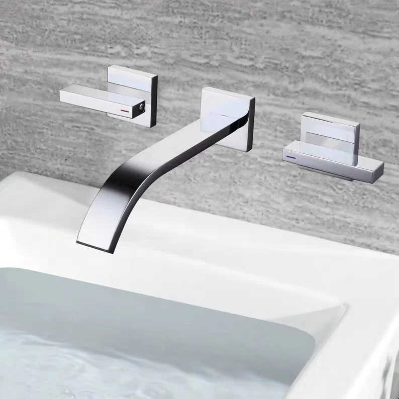kaiping wash basin tap models Wall Mounted faucet  three hole wash face basin faucet bathroom tapware