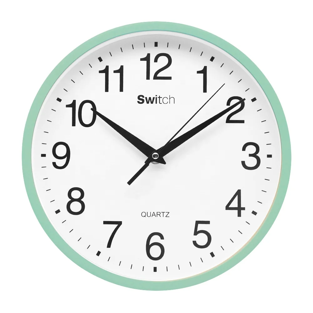 10 дюймов современные дешевые синие пластиковые настенные часы декор для продвижения